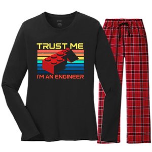 Engineer Master Builder Building Blocks Bricks Bricklayer Women's Long Sleeve Flannel Pajama Set 