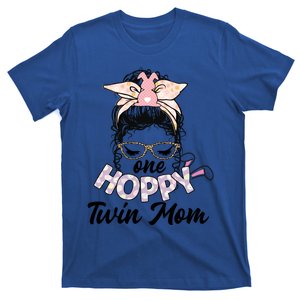 Easter Messy Bun One Hoppy Twin Mom Bunny Mom Easter Cool Gift T-Shirt