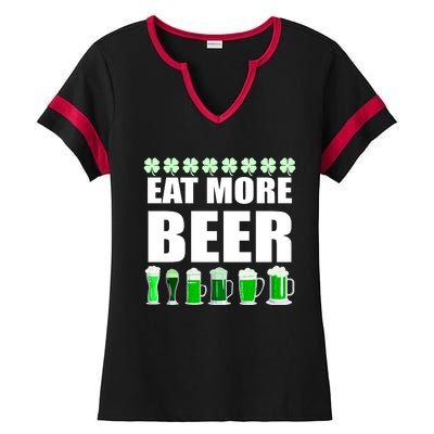 Eat More Beer St. Patrick's Day Irish Clover Green Beer Ladies Halftime Notch Neck Tee