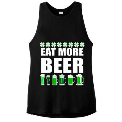 Eat More Beer St. Patrick's Day Irish Clover Green Beer Ladies PosiCharge Tri-Blend Wicking Tank