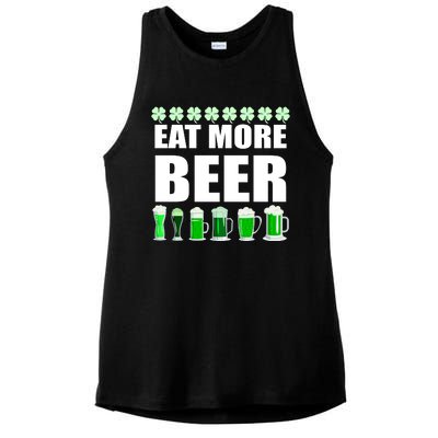 Eat More Beer St. Patrick's Day Irish Clover Green Beer Ladies PosiCharge Tri-Blend Wicking Tank