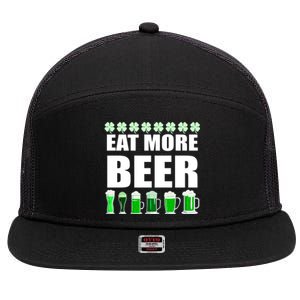 Eat More Beer St. Patrick's Day Irish Clover Green Beer 7 Panel Mesh Trucker Snapback Hat