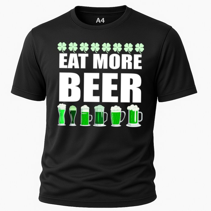 Eat More Beer St. Patrick's Day Irish Clover Green Beer Cooling Performance Crew T-Shirt