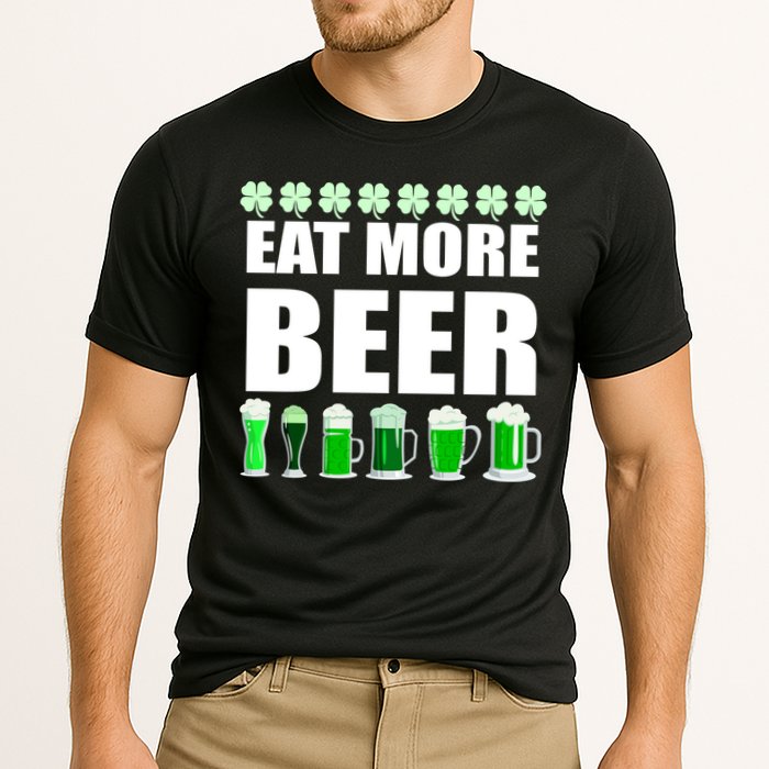 Eat More Beer St. Patrick's Day Irish Clover Green Beer Cooling Performance Crew T-Shirt