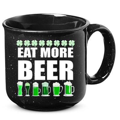Eat More Beer St. Patrick's Day Irish Clover Green Beer 15oz Campfire Ceramic Mug