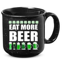 Eat More Beer St. Patrick's Day Irish Clover Green Beer 15oz Campfire Ceramic Mug