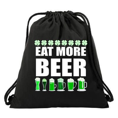 Eat More Beer St. Patrick's Day Irish Clover Green Beer Drawstring Bag
