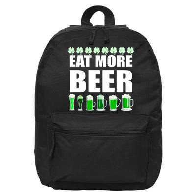 Eat More Beer St. Patrick's Day Irish Clover Green Beer 16 in Basic Backpack