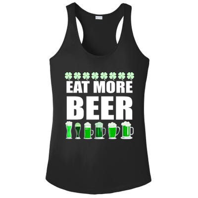Eat More Beer St. Patrick's Day Irish Clover Green Beer Ladies PosiCharge Competitor Racerback Tank