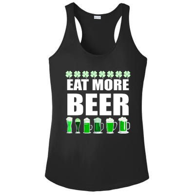 Eat More Beer St. Patrick's Day Irish Clover Green Beer Ladies PosiCharge Competitor Racerback Tank