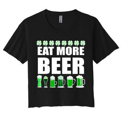 Eat More Beer St. Patrick's Day Irish Clover Green Beer Crop Top