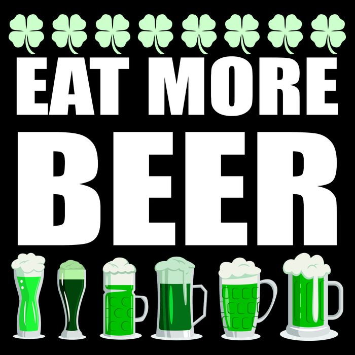 Eat More Beer St. Patrick's Day Irish Clover Green Beer Cropped Pullover Crew