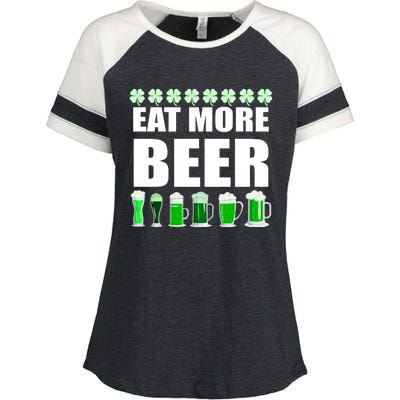 Eat More Beer St. Patrick's Day Irish Clover Green Beer Enza Ladies Jersey Colorblock Tee