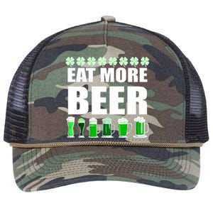 Eat More Beer St. Patrick's Day Irish Clover Green Beer Retro Rope Trucker Hat Cap