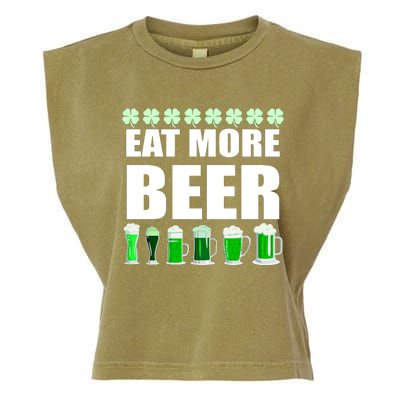 Eat More Beer St. Patrick's Day Irish Clover Green Beer Garment-Dyed Women's Muscle Tee