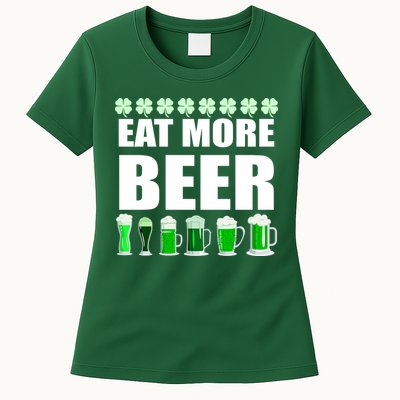 Eat More Beer St. Patrick's Day Irish Clover Green Beer Womens T-Shirt