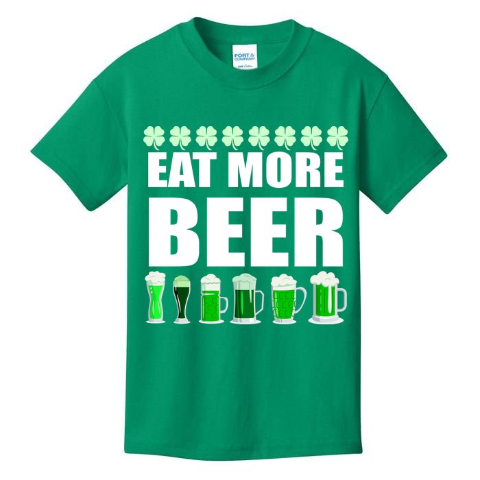 Eat More Beer St. Patrick's Day Irish Clover Green Beer Kids T-Shirt