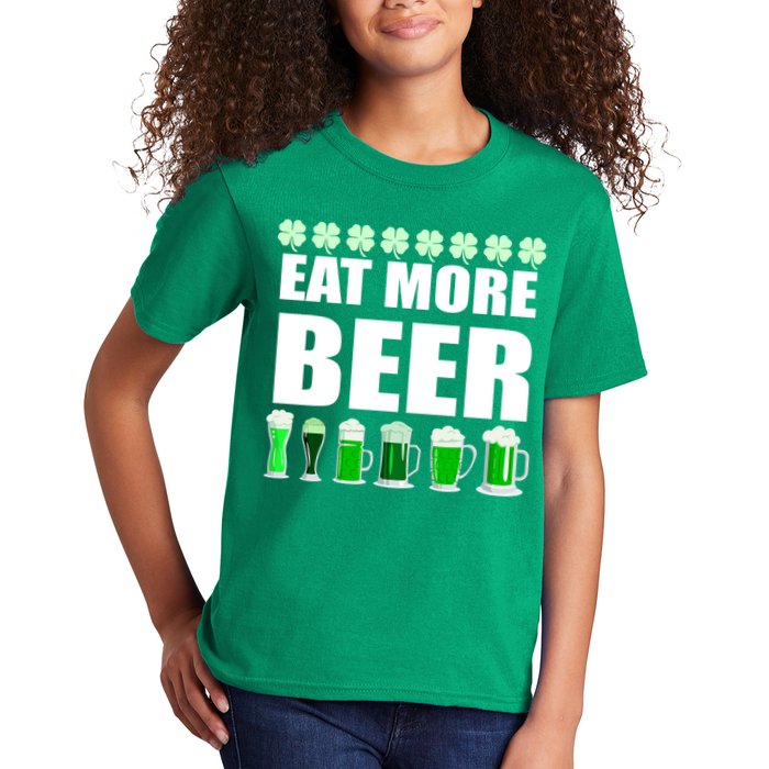Eat More Beer St. Patrick's Day Irish Clover Green Beer Kids T-Shirt