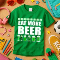 Eat More Beer St. Patrick's Day Irish Clover Green Beer Kids T-Shirt