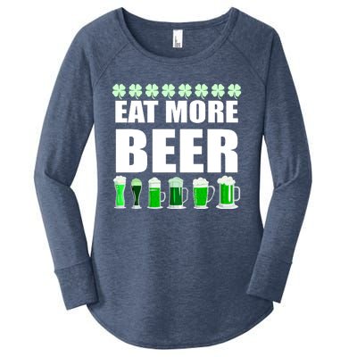 Eat More Beer St. Patrick's Day Irish Clover Green Beer Women's Perfect Tri Tunic Long Sleeve Shirt