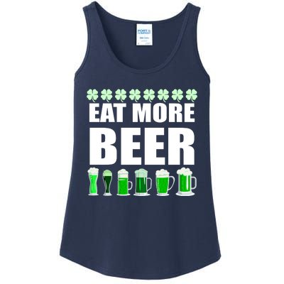 Eat More Beer St. Patrick's Day Irish Clover Green Beer Ladies Essential Tank