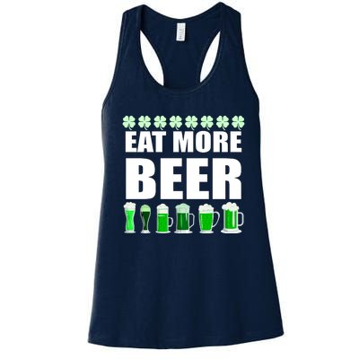 Eat More Beer St. Patrick's Day Irish Clover Green Beer Women's Racerback Tank