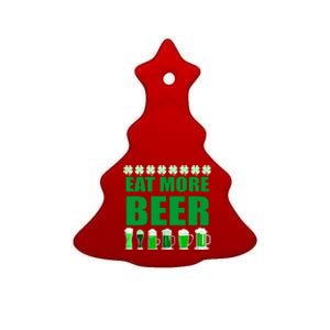 Eat More Beer St. Patrick's Day Irish Clover Green Beer Ceramic Tree Ornament