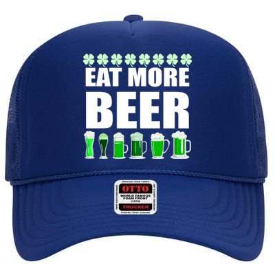 Eat More Beer St. Patrick's Day Irish Clover Green Beer High Crown Mesh Back Trucker Hat