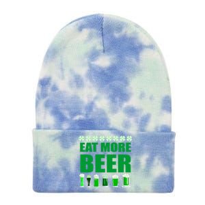 Eat More Beer St. Patrick's Day Irish Clover Green Beer Tie Dye 12in Knit Beanie