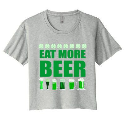 Eat More Beer St. Patrick's Day Irish Clover Green Beer Women's Crop Top Tee