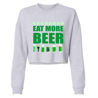 Eat More Beer St. Patrick's Day Irish Clover Green Beer Cropped Pullover Crew