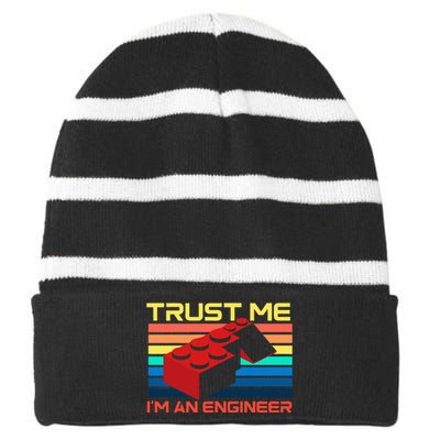 Engineer Master Builder Building Blocks Bricks Bricklayer Striped Beanie with Solid Band