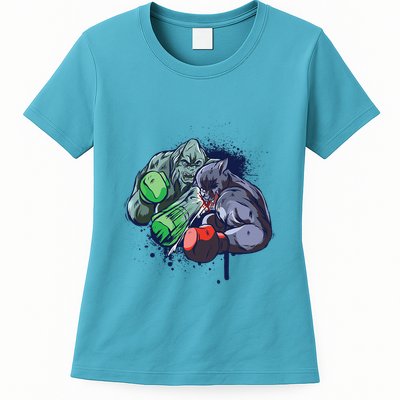 Epic Monster Boxing Battle Womens T-Shirt