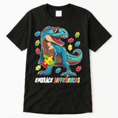 Embrace Differences Autism Awareness Dino Tall T-Shirt