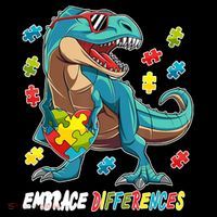 Embrace Differences Autism Awareness Dino Impact Tech Backpack