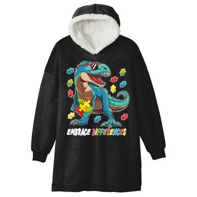 Embrace Differences Autism Awareness Dino Hooded Wearable Blanket