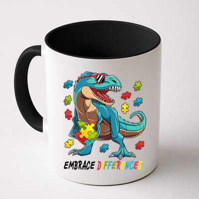 Embrace Differences Autism Awareness Dino Mug