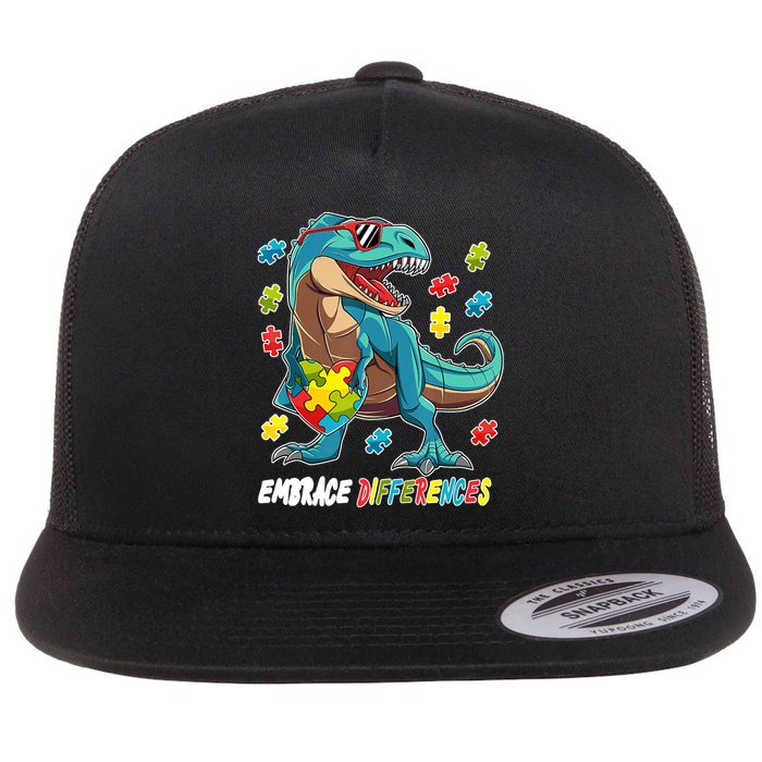 Embrace Differences Autism Awareness Dino Flatbill Hat