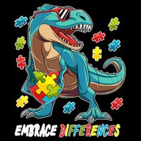 Embrace Differences Autism Awareness Dino Flatbill Hat