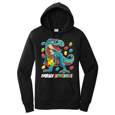 Embrace Differences Autism Awareness Dino Women's Pullover Hoodie
