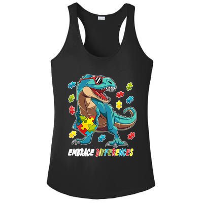 Embrace Differences Autism Awareness Dino Ladies PosiCharge Competitor Racerback Tank