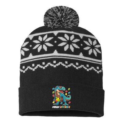 Embrace Differences Autism Awareness Dino USA-Made Snowflake Beanie