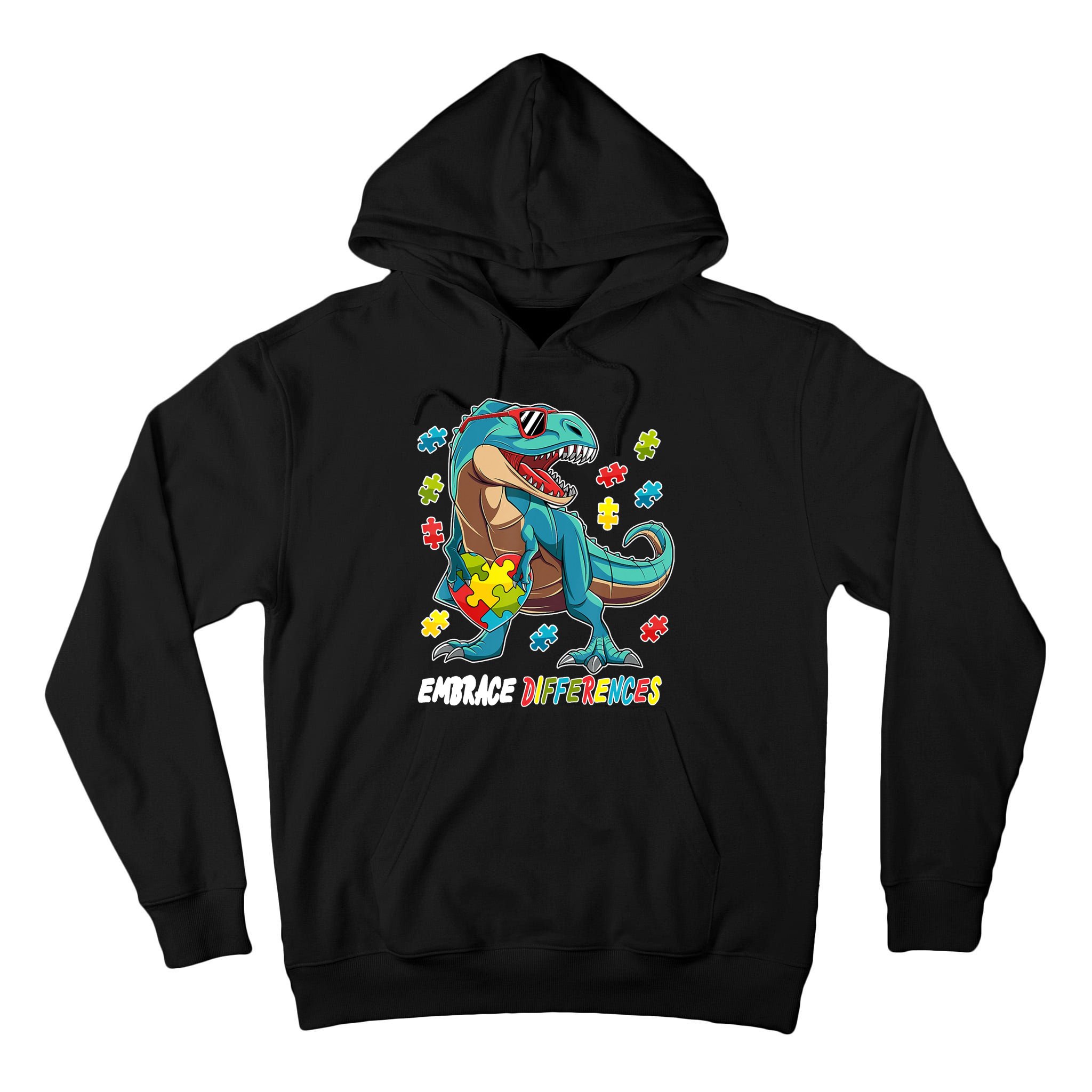 Embrace Differences Autism Awareness Dino Tall Hoodie