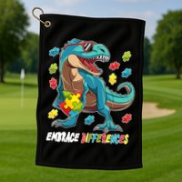 Embrace Differences Autism Awareness Dino Golf Towel