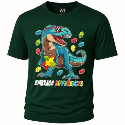 Embrace Differences Autism Awareness Dino Performance Shirt