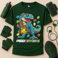 Embrace Differences Autism Awareness Dino Cooling Performance Crew T-Shirt