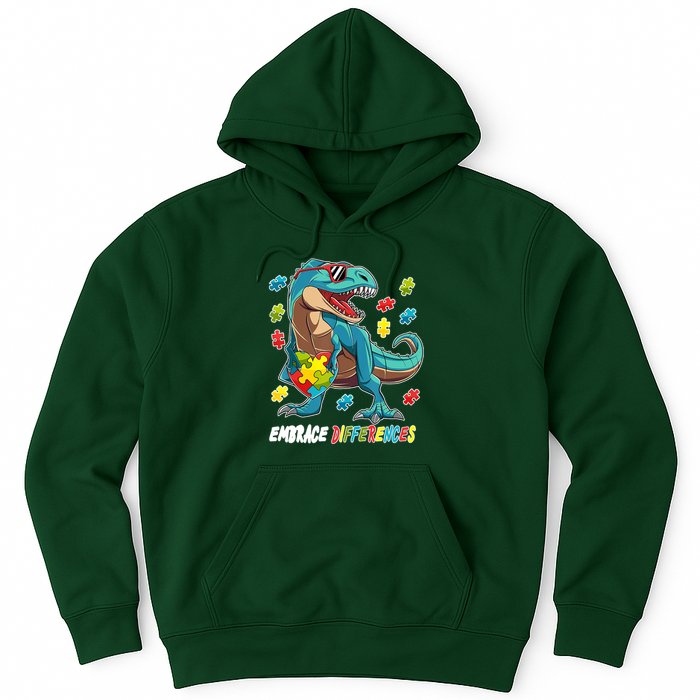 Embrace Differences Autism Awareness Dino Hoodie