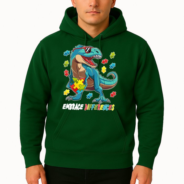 Embrace Differences Autism Awareness Dino Hoodie