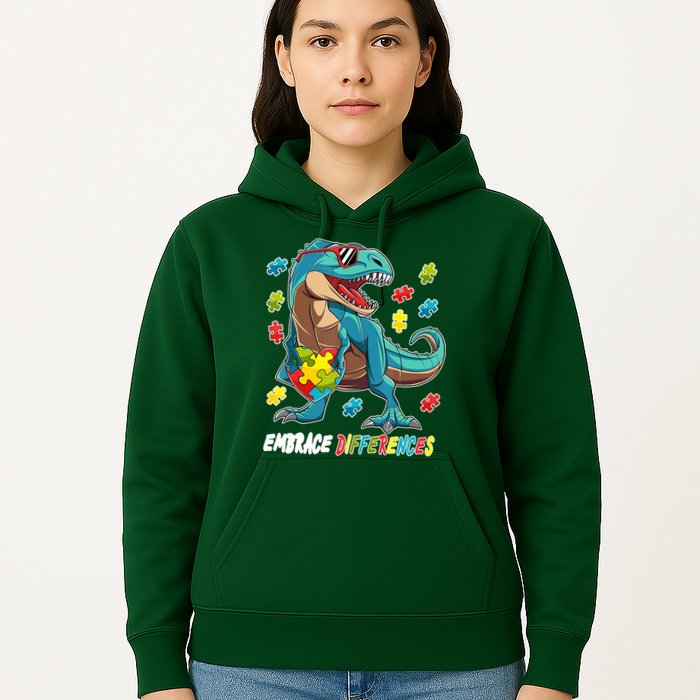 Embrace Differences Autism Awareness Dino Hoodie