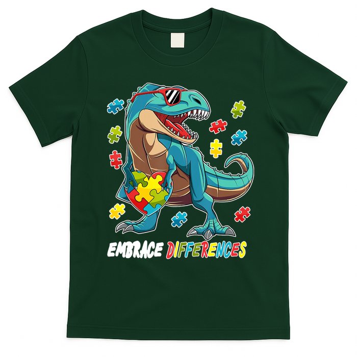 Embrace Differences Autism Awareness Dino T-Shirt